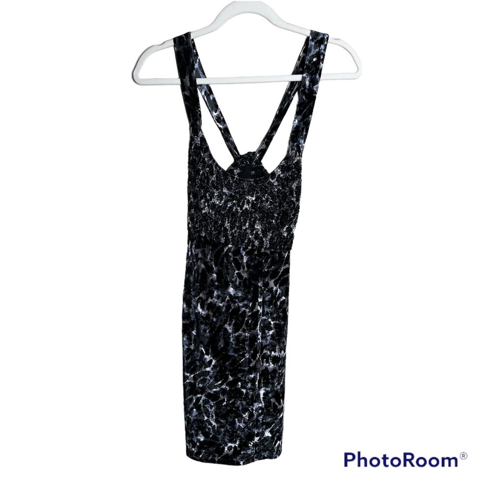Free People Virgo Moon Velvet Mini Dress in Silver Combo Size M NWT